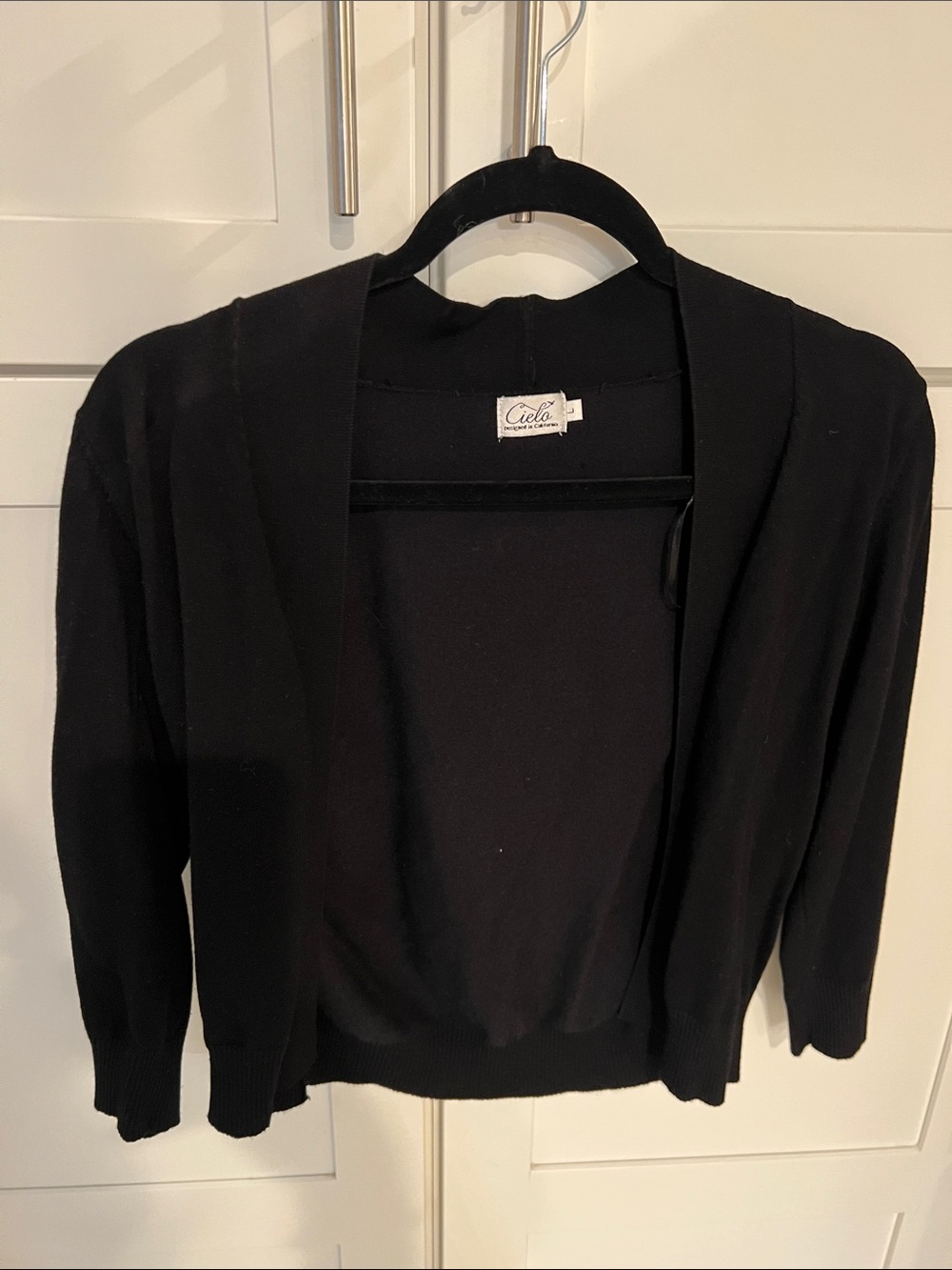 Cielo Black Open-Front Knit Cardigan